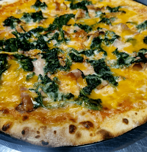 Pancetta, spinaci, grana, tuorlo d'uovo (a fine cottura)